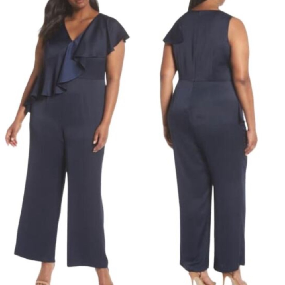 Eliza J Navy Blue ruffle Formal Jumpsuit